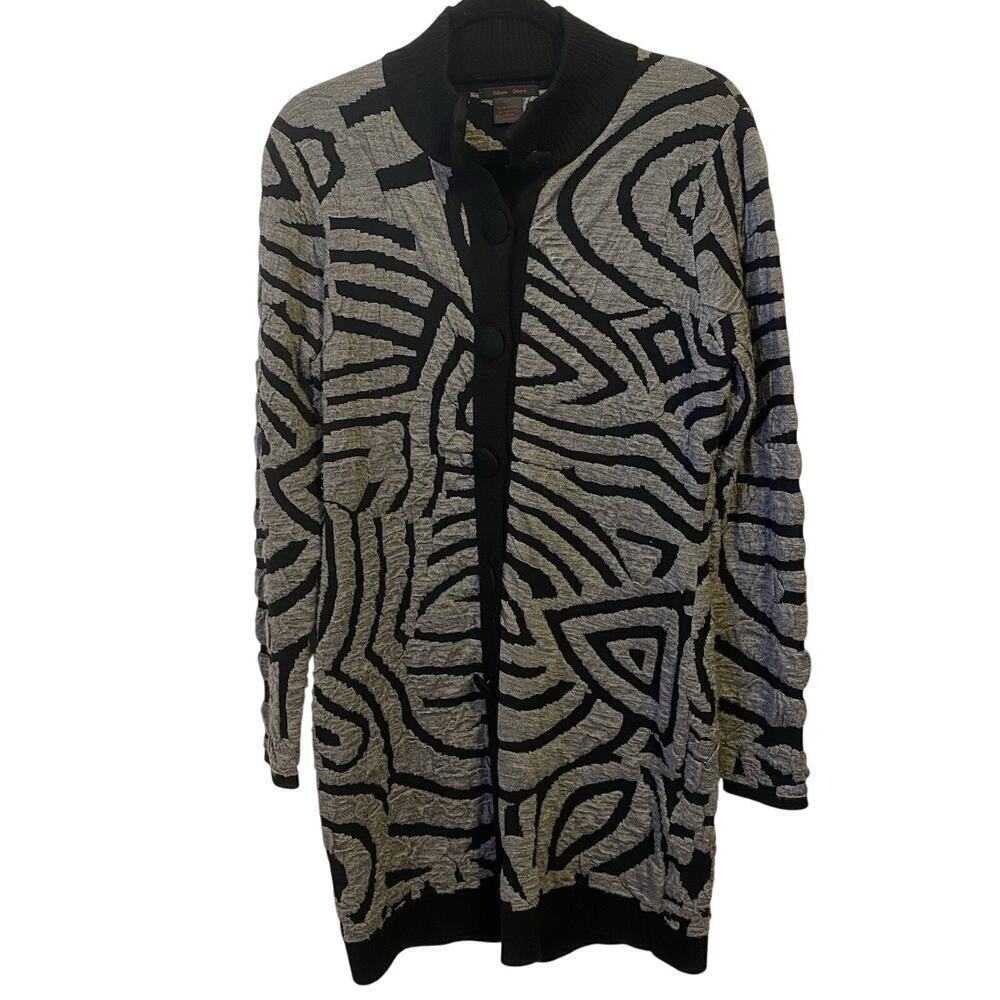Alison Sheri Cardigan Jacket Women S/P Black Gray Knit Dark Grunge Gothic Punk